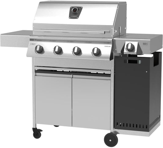 🔥 Schickling Gasgrill “Hermann XL – Deluxe” | Edelstahl Gasgrillwagen mit 4x 5 kW Brennern, 800 °C Seitenbrenner & Unterschrank – Made in Germany
