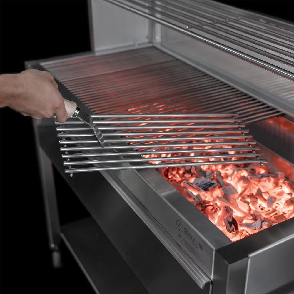 🔥 Schickling Profistar II – Gastro Holzkohlegrill aus Edelstahl | XXL Holzkohlegrill für Catering & Gastronomie mit 4 Lenkrollen, höhenverstellbarer Kohlewanne & 8 mm Edelstahlrost – Made in Germany