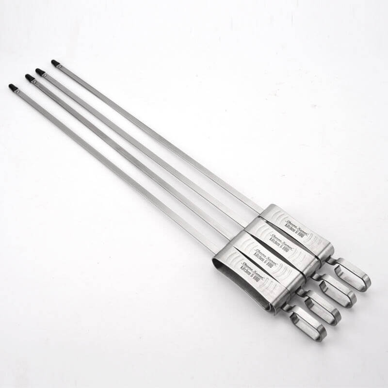 4 Set Premium Schaschlikspieß-Set aus EDELSTAHL - Grillspieße / Fleischspieße / Grill-Zubehör für den Gasgrill