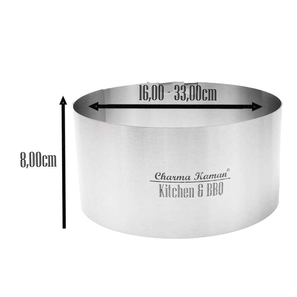 Charma Kaman Premium Verstellbarer Kuchenring/Kuchenrahmen Ø 16-33cm