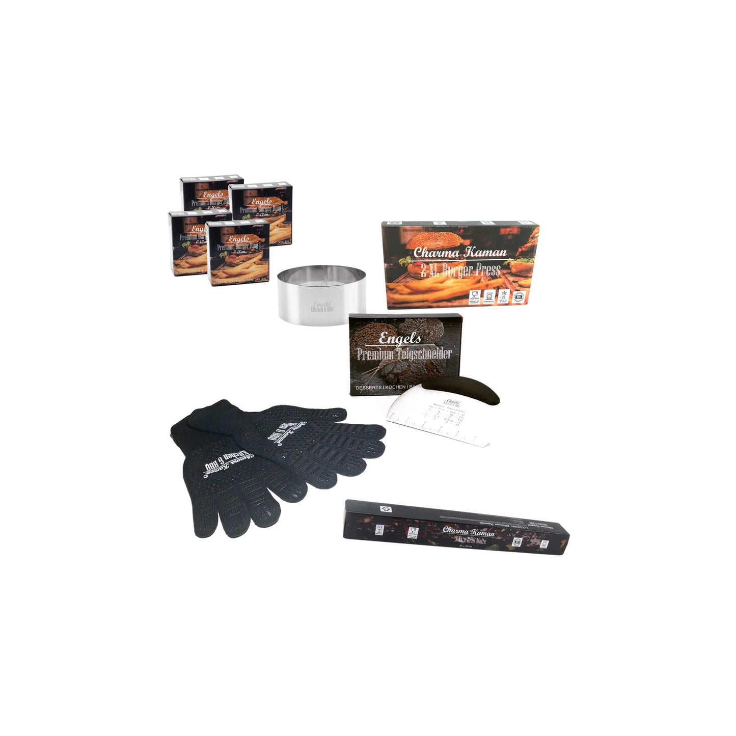 Charma Kaman the Best Premium Burger Set/Dessert Rings 1 Set (4L Burger Maker Set, Acier inoxydable)