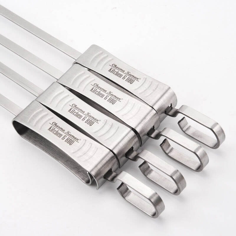 4 Set Premium Schaschlikspieß-Set aus EDELSTAHL - Grillspieße / Fleischspieße / Grill-Zubehör für den Gasgrill