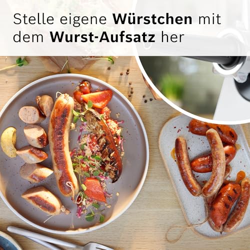 Bosch MFW67440 ProPower Fleischwolf | Elektrischer Fleischwolf 1500W | Mit 3 Lochscheiben & Aufsätzen für Wurst, Kebbe & Gemüse | 3,5 kg/min | Schwarz/Silber