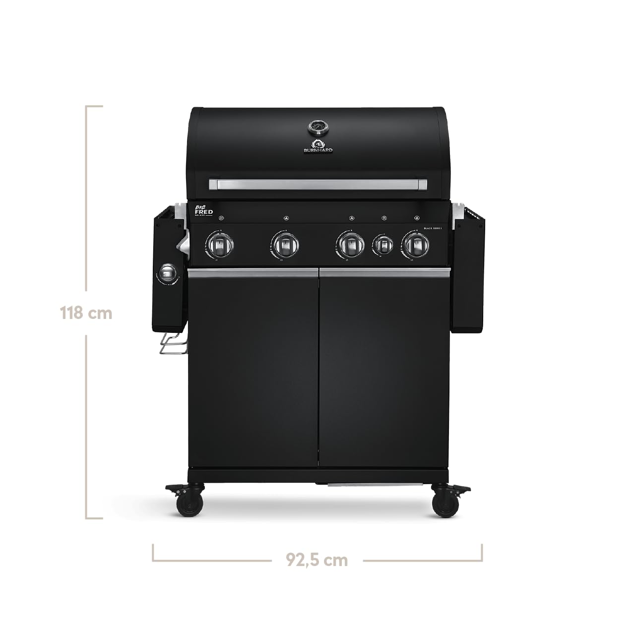 🔥 BURNHARD Big Fred Deluxe Series 3 – 4-Brenner Gasgrill mit Infrarot-Keramikbrenner (900 °C), Backburner, Seitenkochfeld & Edelstahl-Trolley inkl. Grillabdeckung