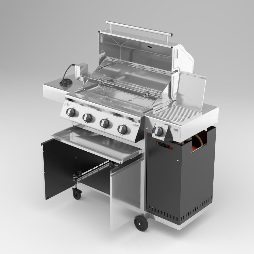 🔥 Schickling Gasgrill “Hermann XL – Pro” | Premium Edelstahl BBQ-Grill mit 4x5 kW Brennern, 800 °C Seitenbrenner & elektrischem Drehspieß – Made in Germany