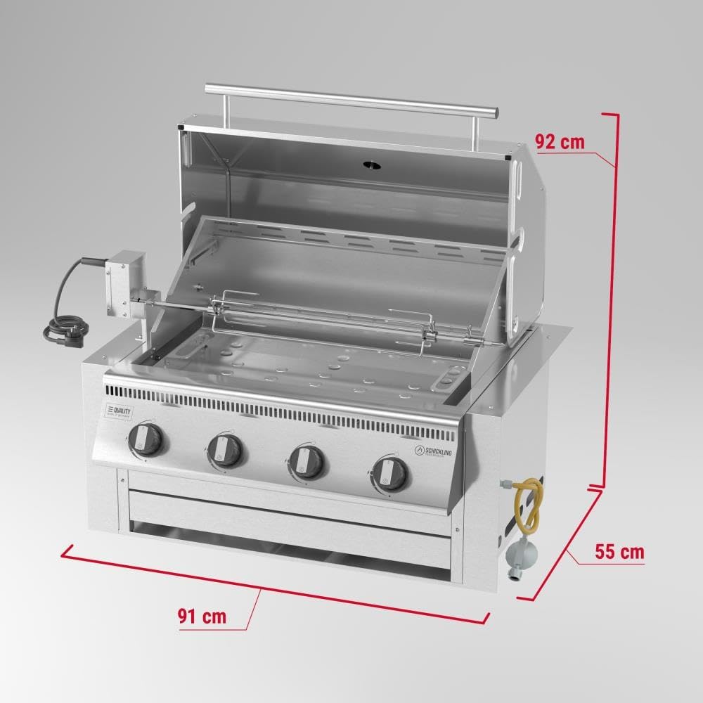 🔥 Schickling Einbau-Gasgrill „Hermann XL – Pro“ | Premium Edelstahl-Built-In Gasgrill für Outdoor- und Grillküchen – 4x5 kW Brenner, 800 °C Power, Drehspieß & modulare Erweiterung – Made in German