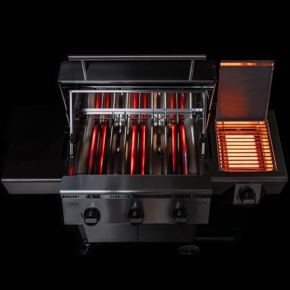 🔥 Schickling Gasgrill “Henry L – Deluxe” | Kompakter Edelstahl Gasgrillwagen mit 3x 5 kW Brennern, 800 °C Seitenbrenner & Unterschrank – Made in Germany