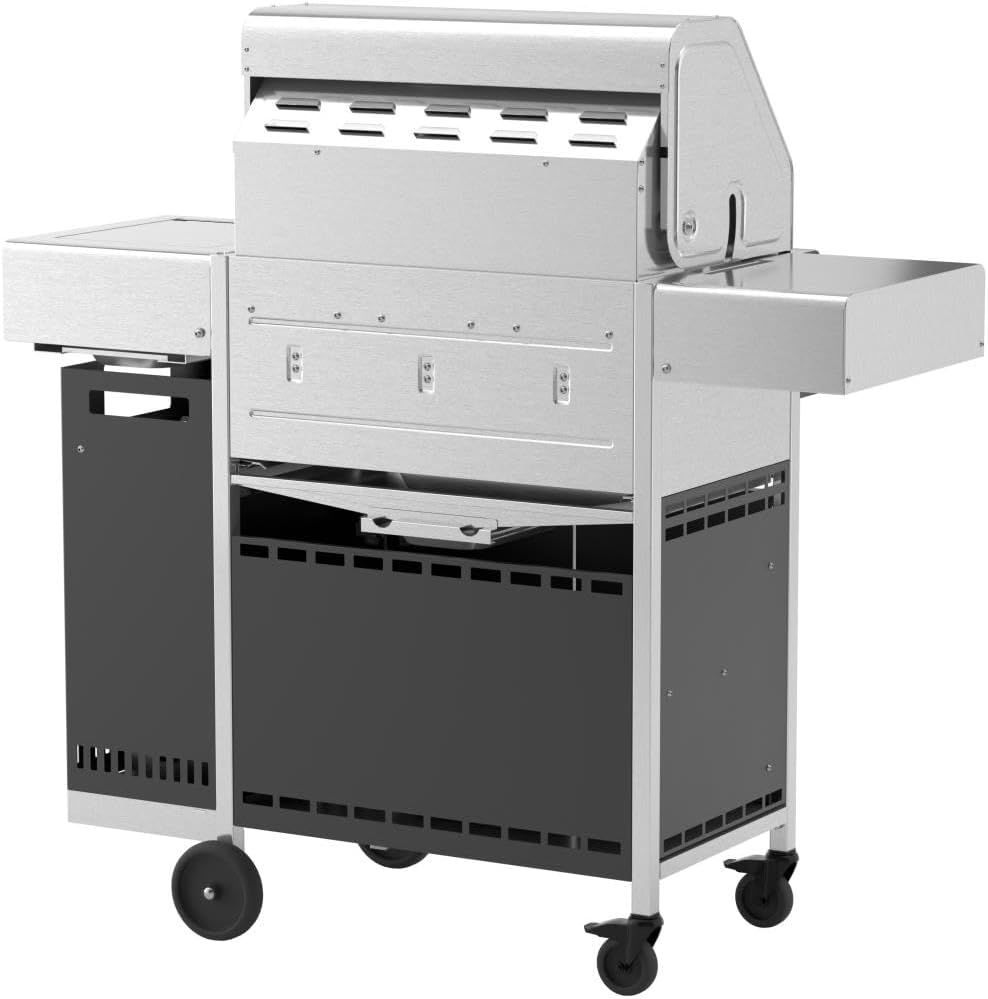 🔥 Schickling Gasgrill “Henry L – Deluxe” | Kompakter Edelstahl Gasgrillwagen mit 3x 5 kW Brennern, 800 °C Seitenbrenner & Unterschrank – Made in Germany