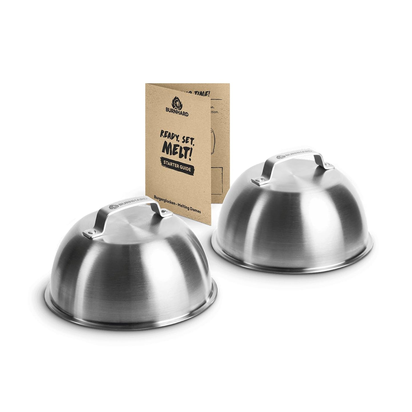 🍔 BURNHARD Burger-Set 6-tlg. – Inkl. Burgerpresse, Smasher, Wender, 2 Melting Domes & Rezeptheft aus Edelstahl