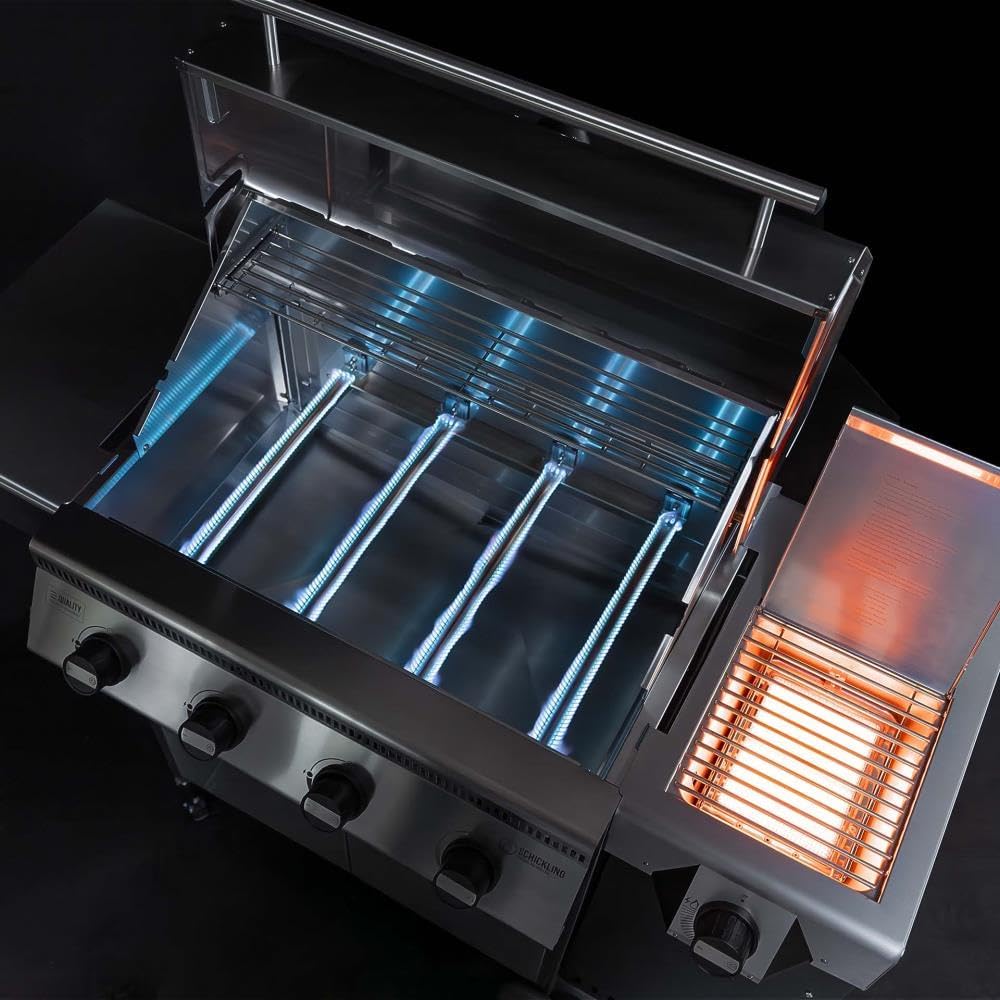 🔥 Schickling Gasgrill “Hermann XL – Pro” | Premium Edelstahl BBQ-Grill mit 4x5 kW Brennern, 800 °C Seitenbrenner & elektrischem Drehspieß – Made in Germany