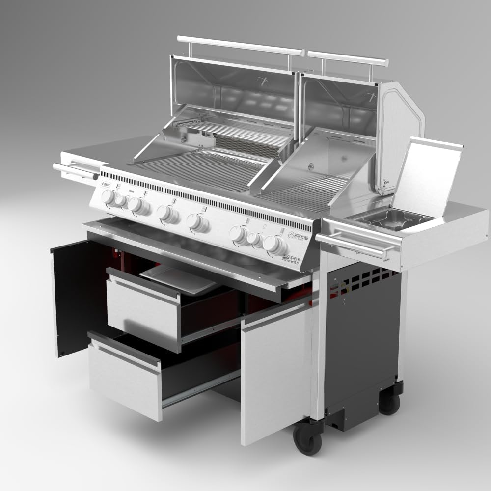 🚀 Schickling BigROCKET Luxus Edelstahl Gasgrill | 39,5 kW Leistung, 8 Brenner, 800 °C Infrarot, Backburner, Drehspieß & Seitenkochfeld – Made in Germany