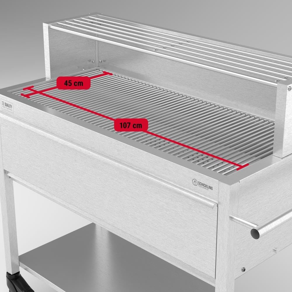 🔥 Schickling Profistar II – Gastro Holzkohlegrill aus Edelstahl | XXL Holzkohlegrill für Catering & Gastronomie mit 4 Lenkrollen, höhenverstellbarer Kohlewanne & 8 mm Edelstahlrost – Made in Germany