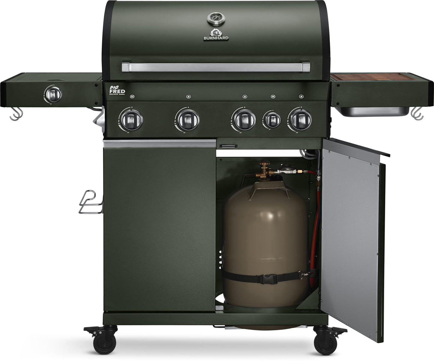🔥 BURNHARD Big Fred Deluxe Series 3 – 4-Brenner Gasgrill mit Infrarot-Keramikbrenner (900 °C), Backburner, Seitenkochfeld & Edelstahl-Trolley inkl. Grillabdeckung