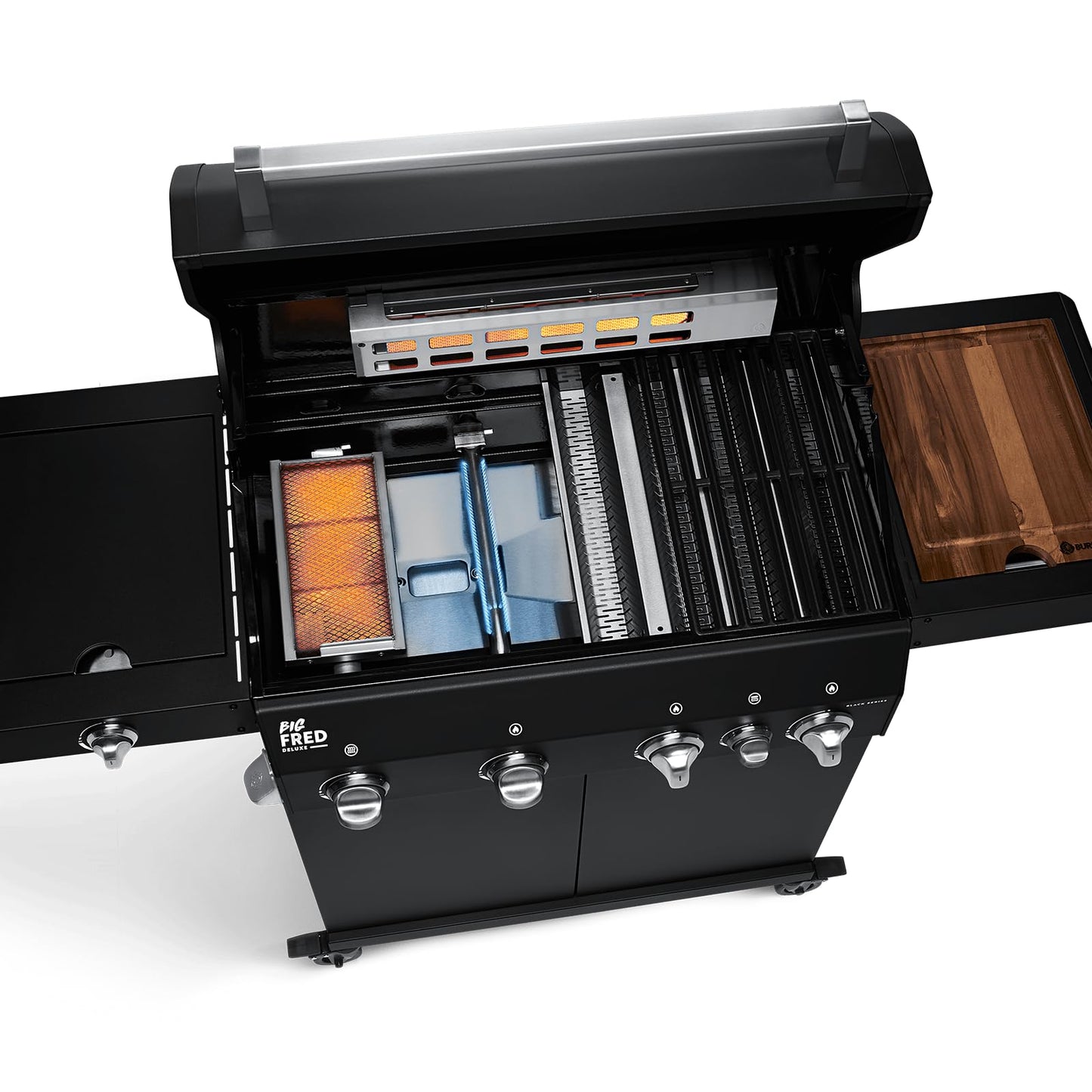🔥 BURNHARD Big Fred Deluxe Series 3 – 4-Brenner Gasgrill mit Infrarot-Keramikbrenner (900 °C), Backburner, Seitenkochfeld & Edelstahl-Trolley inkl. Grillabdeckung