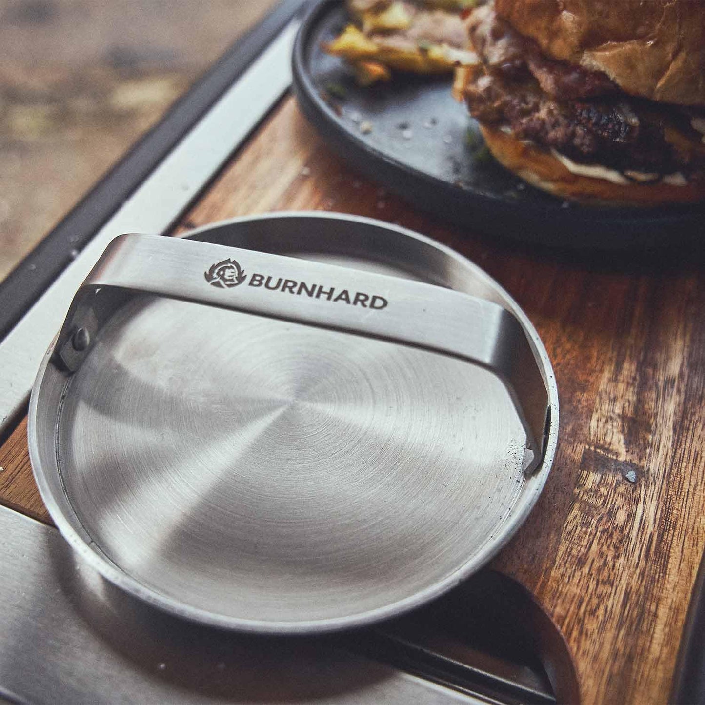 🍔 BURNHARD Burger-Set 6-tlg. – Inkl. Burgerpresse, Smasher, Wender, 2 Melting Domes & Rezeptheft aus Edelstahl