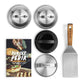 🍔 BURNHARD Burger-Set 6-tlg. – Inkl. Burgerpresse, Smasher, Wender, 2 Melting Domes & Rezeptheft aus Edelstahl