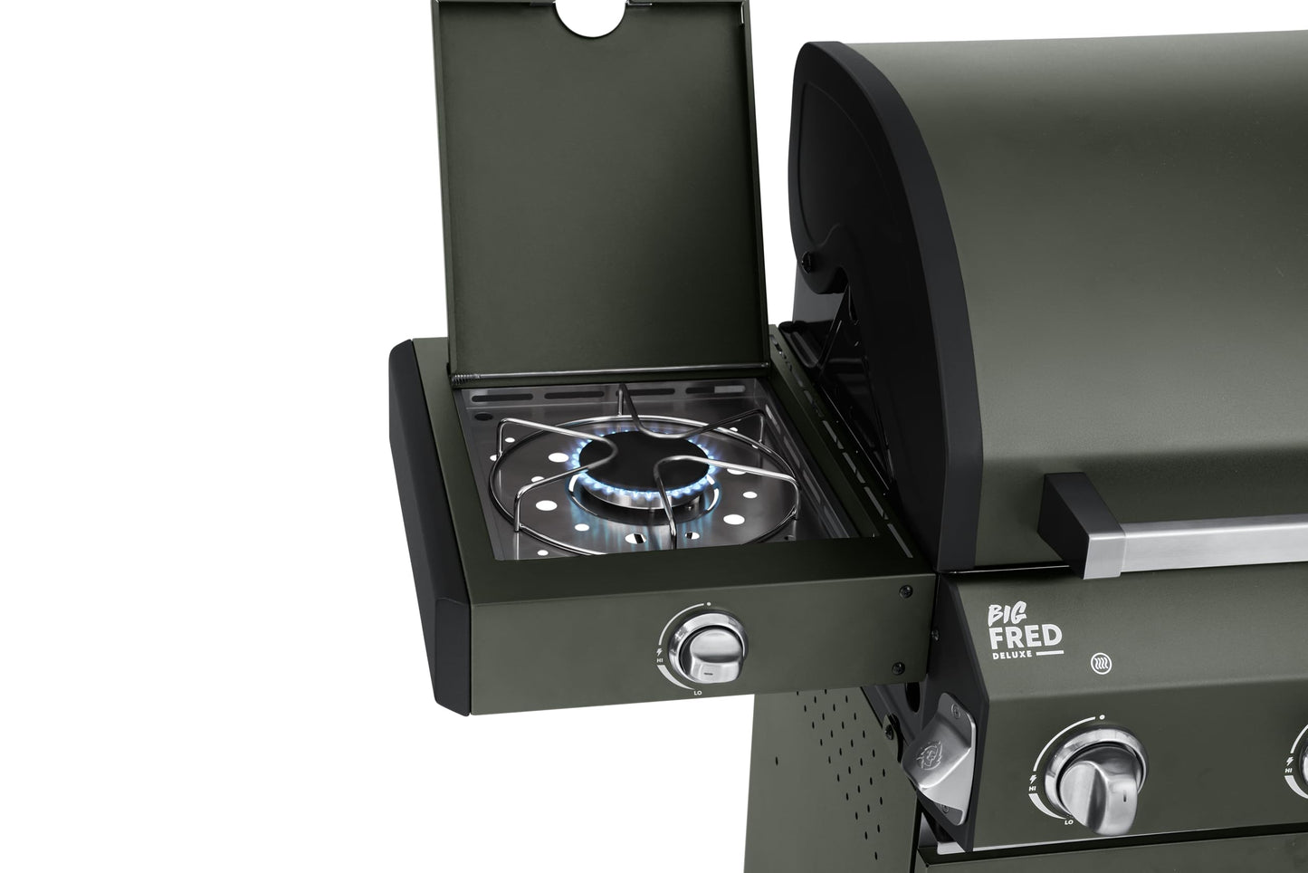 🔥 BURNHARD Big Fred Deluxe Series 3 – 4-Brenner Gasgrill mit Infrarot-Keramikbrenner (900 °C), Backburner, Seitenkochfeld & Edelstahl-Trolley inkl. Grillabdeckung