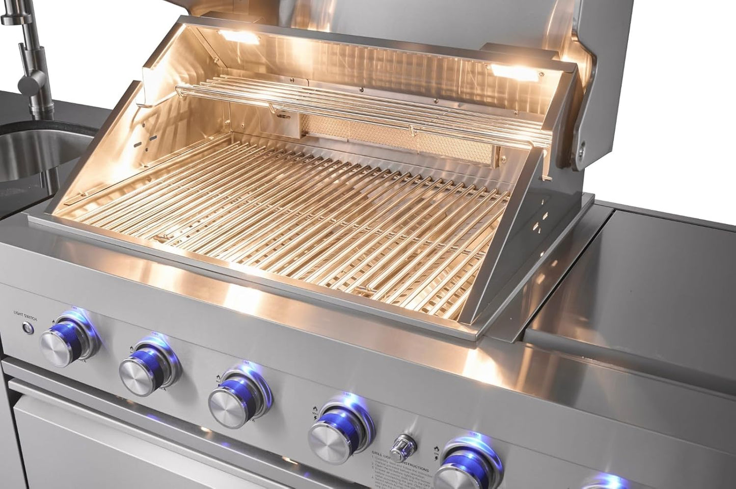 🔥 GORILLER® SG213 Outdoorküche aus Edelstahl | Premium BBQ-Küche mit Gasgrill, Rotisserie, Seitenkocher, Kühlschrank, Spüle & Regenhaube – alles in einem!