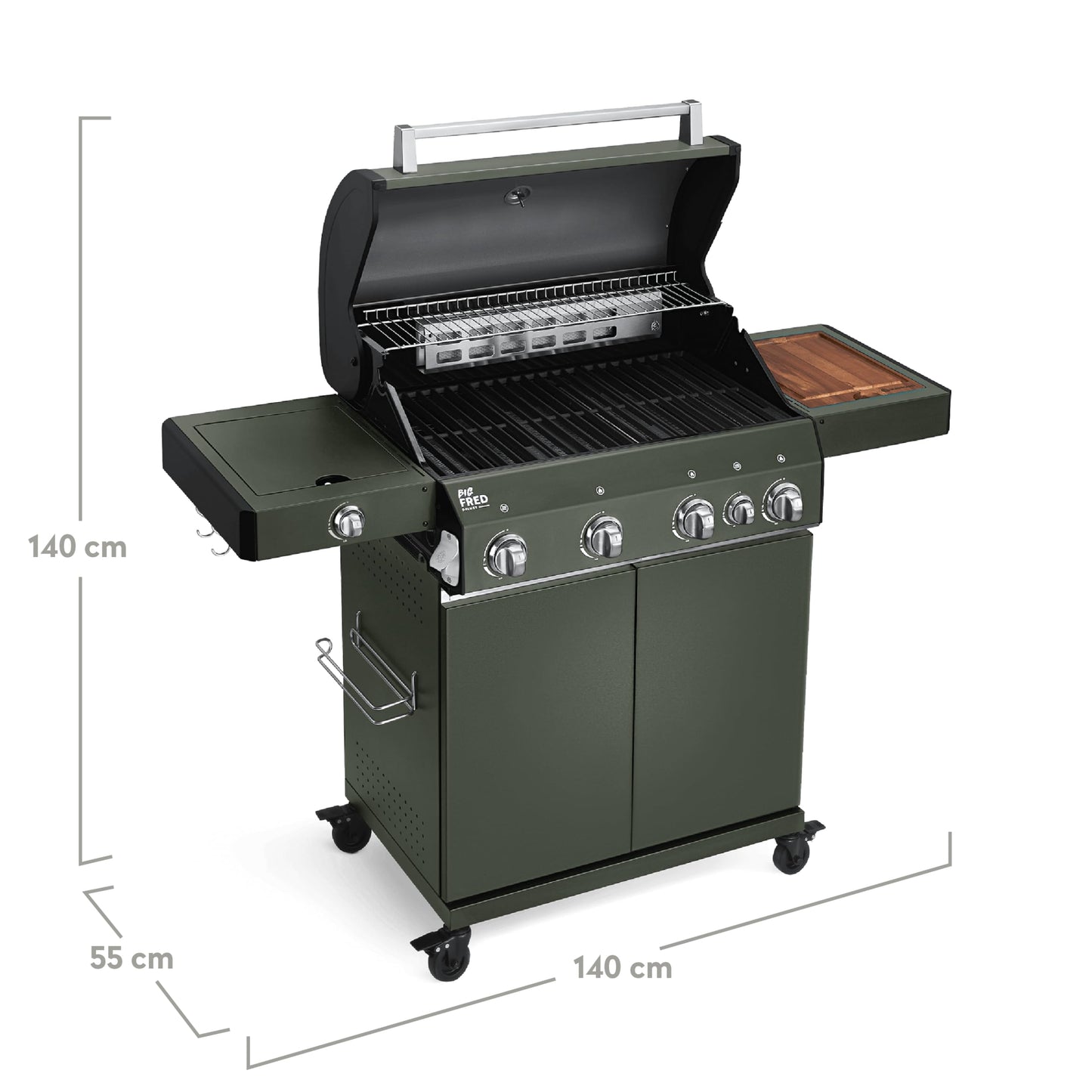 🔥 BURNHARD Big Fred Deluxe Series 3 – 4-Brenner Gasgrill mit Infrarot-Keramikbrenner (900 °C), Backburner, Seitenkochfeld & Edelstahl-Trolley inkl. Grillabdeckung