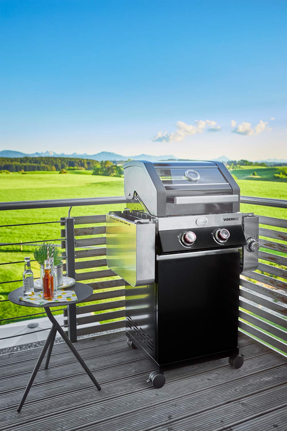 🔥 RÖSLE Gasgrill BBQ-Station VIDERO G4 | Edelstahl-Gasgrill mit 4x 3,5 kW Brennern & Seitenbrenner, Sichtfenster & Thermometer – Komfort pur beim Grillen