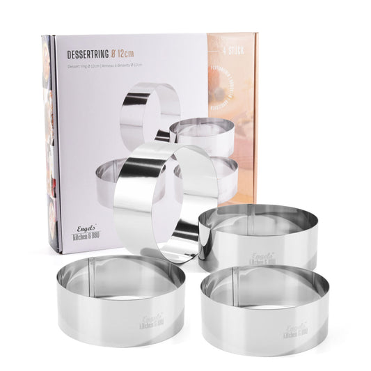 Charma Kaman 4 pieces Ø 12cm Engels Premium Burger Rings/Dessert Rings/Food Rings (4 XL, Metal) 