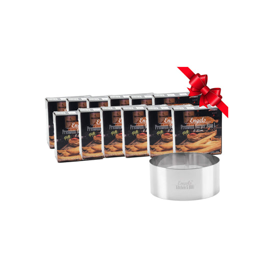 Charma Kaman 12 pieces Ø 10 cm Engels Premium Burger Rings/Dessert Rings/Food Rings (12 L, Metal) 