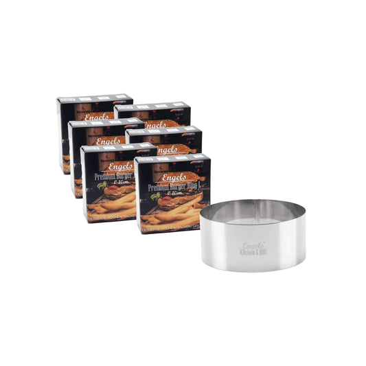 Charma Kaman 6 pieces Ø 10 cm Engels Premium Burger Rings/Dessert Rings/Food Rings (6 L, Metal) 