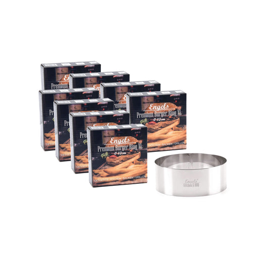 Charma Kaman 8 Stück Ø 12cm Engels Premium Burger Ringe/Dessertringe/Speiseringe (8 XL, Metall)