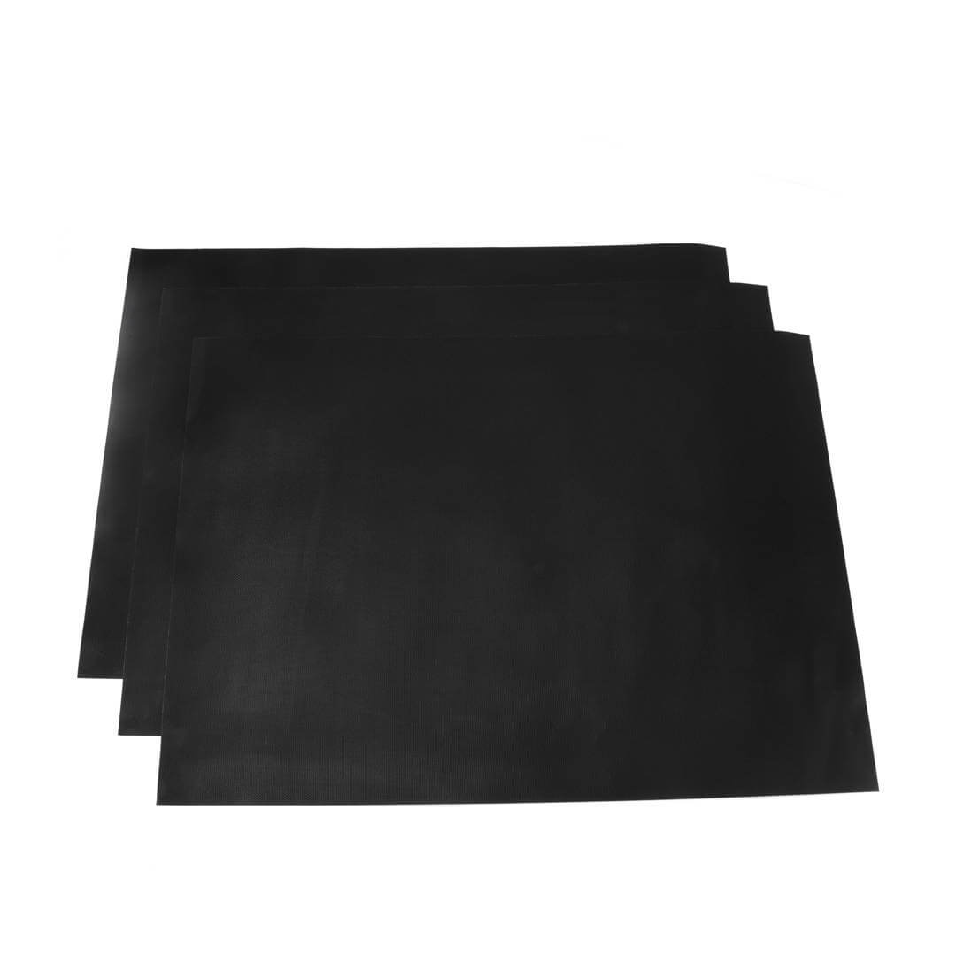 3er Set  BBQ Grillmatte & Backofenmatte (schwarz & wiederverwendbar) von Charma Kaman in Größe XL (40 x 33 cm)