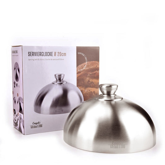 Charma Kaman Engels Premium stainless steel warming cover Ø 20 cm, serving cover, burger cover, burger cover (XL, stainless steel) 