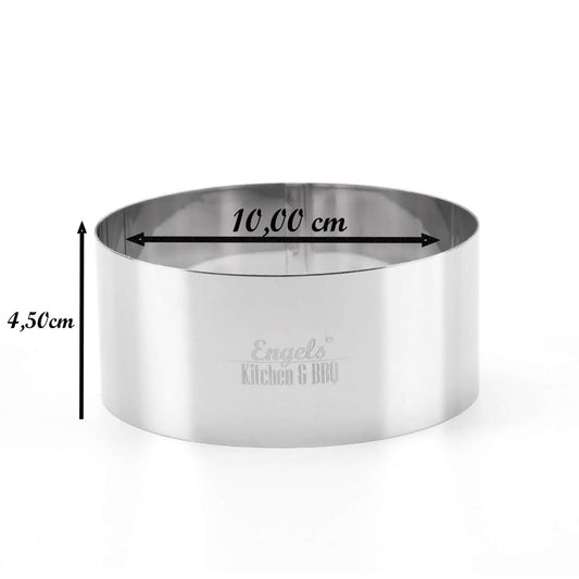 Charma Kaman 4 pieces Ø 10 cm Engels Premium Burger Rings/Dessert Rings/Food Rings (4 L, Metal) 