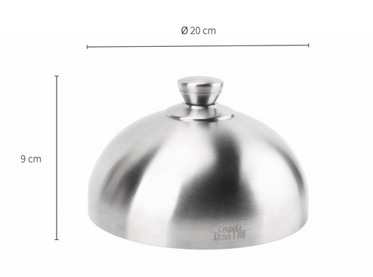 Charma Kaman Engels Premium stainless steel warming cover Ø 20 cm, serving cover, burger cover, burger cover (XL, stainless steel) 